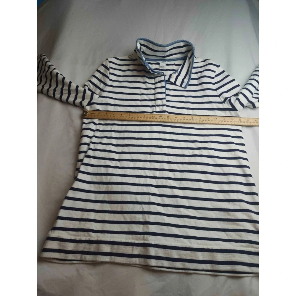 Crown & Ivy Harper Sweatshirt Womens Large Blue Striped Mock Neck Pullover